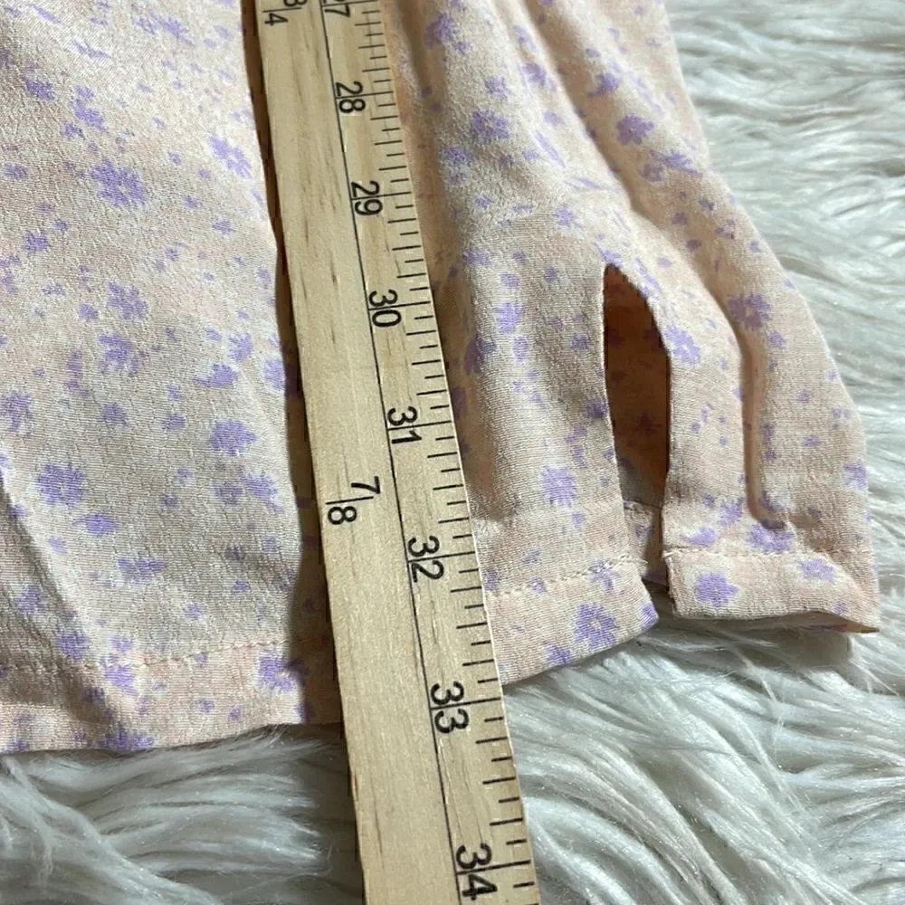 Sophie Rue Dress Womens Sz Medium neck Floral Open Back mini apricot Cottagecore